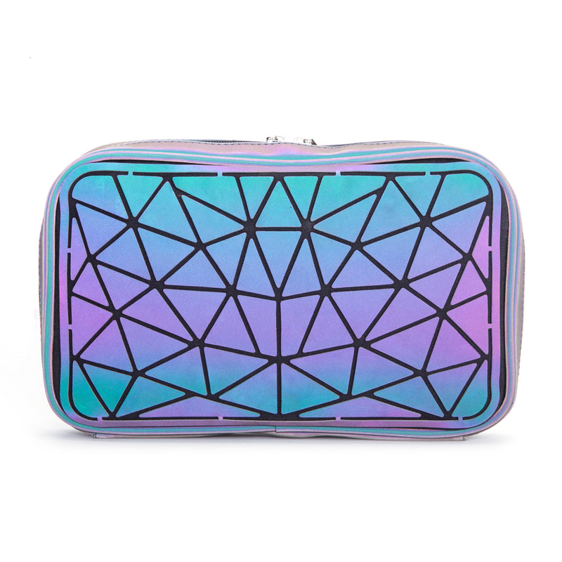 Geometric Iridescent Colour Changing Multipurpose Large Makeup Bag