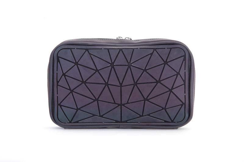 Geometric Iridescent Colour Changing Multipurpose Large Makeup Bag