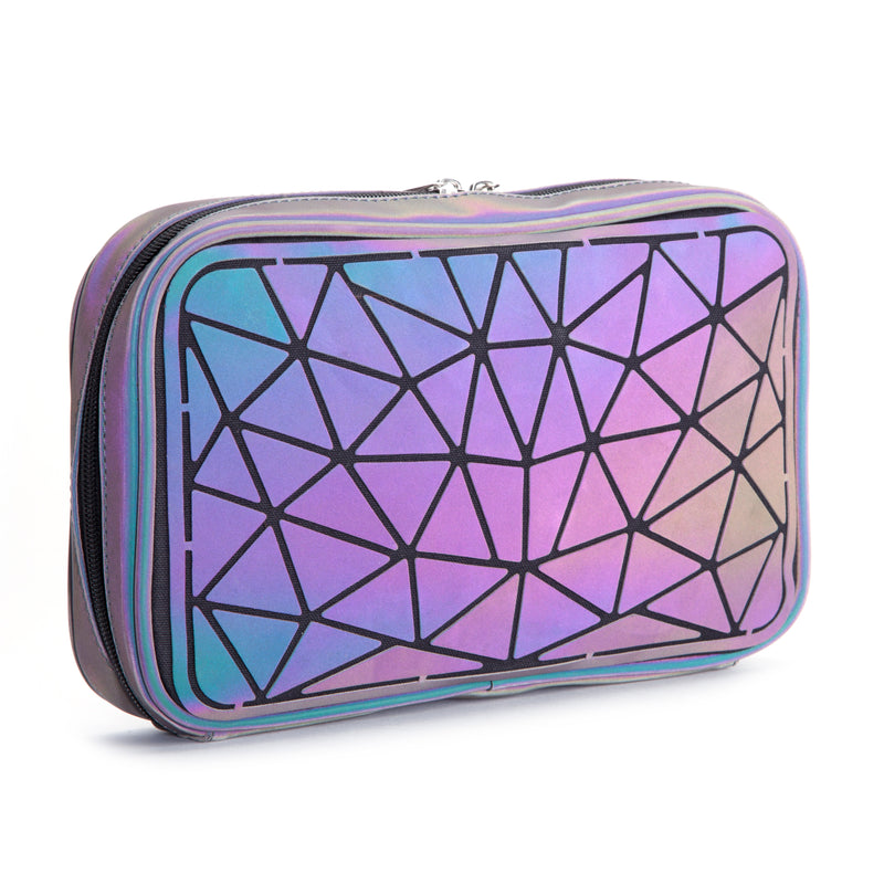 Geometric Iridescent Colour Changing Multipurpose Large Makeup Bag